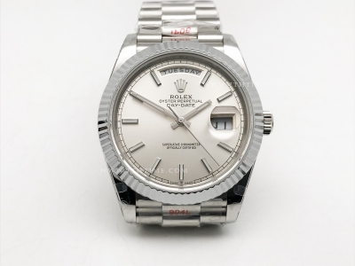 DayDate 40mm 904L Flt SS/SS Silv/Stk GMF VR3255