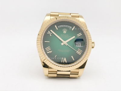 DayDate 40mm 228238 904L Flt Wt YG/YG O-Grn/Rm KF VR3255