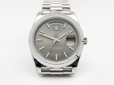 DayDate 40mm 904L Flt SS/SS Grey/Stk GMF VR3255