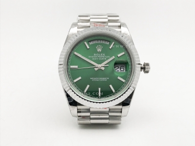 DayDate 40mm 904L Flt SS/SS Grn/Stk GMF VR3255