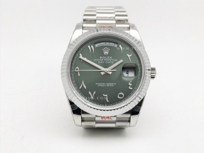 DayDate 40mm 904L Flt SS/SS Grn/Ara GMF VR3255