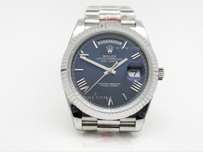 DayDate 40mm 904L Flt SS/SS Blue/Rm/Stk GMF VR3255