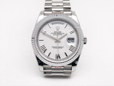 DayDate 40mm 904L Flt SS/SS Wht/Rm/Stk GMF VR3255