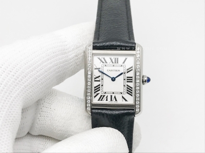 Cartier Tank Solo Small Dia SS/LE Wht AF Swiss Qtz