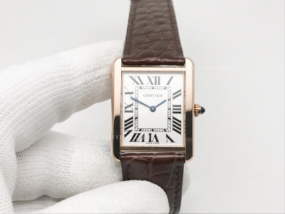 Cartier Tank Solo Large RG/LE Wht AF Swiss Qtz