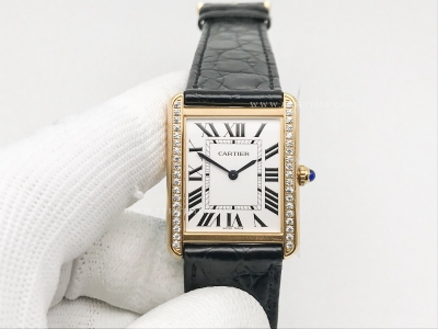 Cartier Tank Solo Large Dia YG/LE Wht AF Swiss Qtz