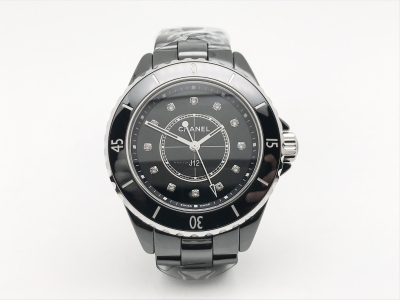 J-12 Ladies 33mm CER/CER Blk/Dia XF Sw Qtz