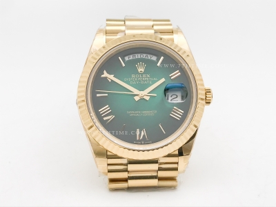 DayDate 40mm 904L Flt Wt YG/YG OGrn/Rm/Stk TMF SH3255