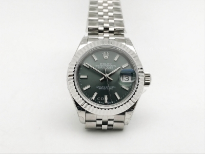 DateJust Ladies 28mm Jub Flt 904L SS/SS Green/Stk GMF A2671