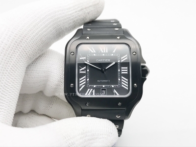 Santos De Cartier 2018 Mens XL DLC/RU Blk BVF MY9019