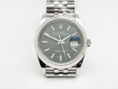 DJ 36mm Jub Flt 904L SS/SS Grn/Stk APF VR3235