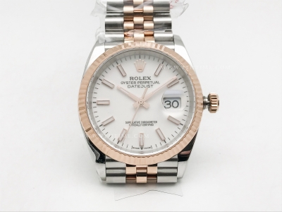 DJ 36mm Jub Flt 904L RG/SS Wht/Stk APF VR3235