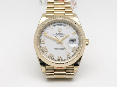 DayDate 40mm 904L Flt YG/YG Wht/Rm GMF VR3255