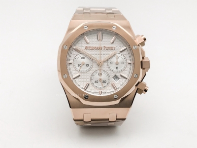 Royal Oak Chrono 26240OR RG/RG Wht/Stk BF A7750 Mod