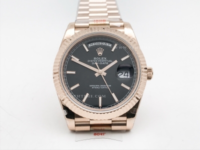 DayDate 40mm 904L Flt RG/RG Blk/Stk GMF VR3255