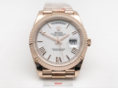 DayDate 40mm 904L Flt RG/RG Wht/Rm/Stk GMF VR3255