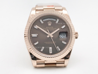 DayDate 40mm 904L Flt RG/RG Brn/Dia GMF VR3255