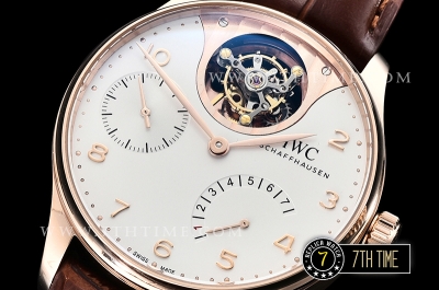 IWC Portuguese Tourbillon IW5046 White Dial with Rose Gold Numerals 18K Rose Gold Thick Plated Case