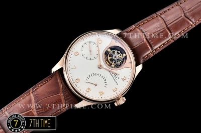 IWC Portuguese Tourbillon IW5046 White Dial with Rose Gold Numerals 18K Rose Gold Thick Plated Case