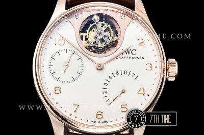 IWC Portuguese Tourbillon IW5046 White Dial with Rose Gold Numerals 18K Rose Gold Thick Plated Case
