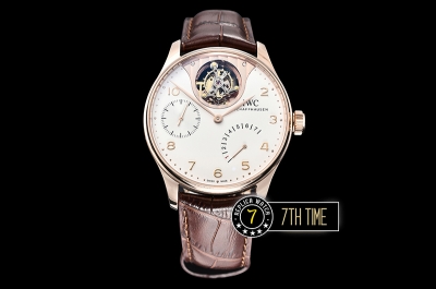 IWC Portuguese Tourbillon IW5046 White Dial with Rose Gold Numerals 18K Rose Gold Thick Plated Case