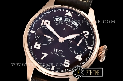 Big Pilot Annual Calendar "Le Petit Prince" Brown Dial with Numeral markers 18K Rose Gold Thick Plated Case