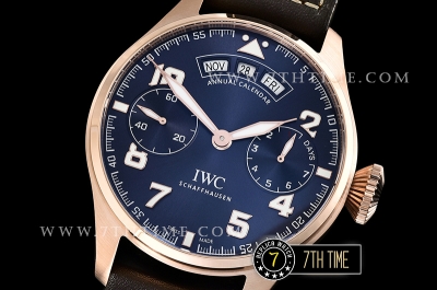 Big Pilot Annual Calendar "Le Petit Prince" Blue Dial with Numeral markers 18K Rose Gold Thick Plated Case