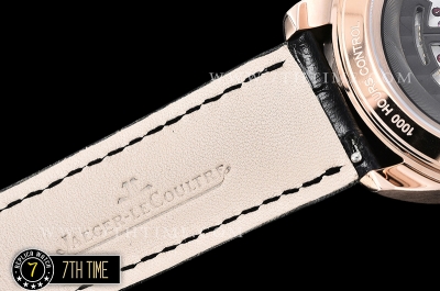 Jaeger Lecoultre Polaris Geographic Blue Dial Stick Markers 18K Rose Gold Thick Plated Case Black Croc Print Calf Leather Strap