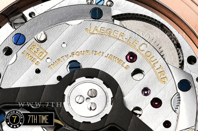 Jaeger Lecoultre Polaris Geographic Black Dial Stick Markers 18K Rose Gold Thick Plated Case Black Croc Print Calf Leather Strap