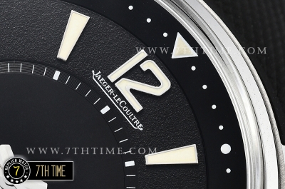 Jaeger Lecoultre Polaris Automatic Black Dial with Numeral and Stick Markers Black Rubber Strap