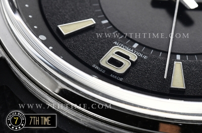 Jaeger Lecoultre Polaris Automatic Black Dial with Numeral and Stick Markers Black Rubber Strap