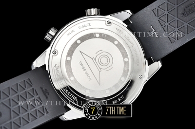 Jaeger Lecoultre Polaris Automatic Black Dial with Numeral and Stick Markers Black Rubber Strap