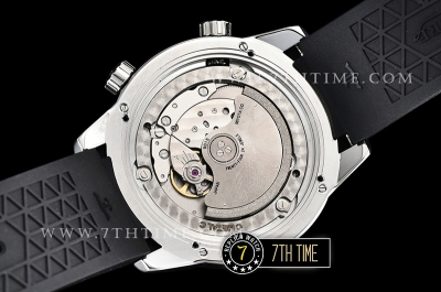 Jaeger Lecoultre Polaris Automatic Black Dial with Numeral and Stick Markers Black Rubber Strap