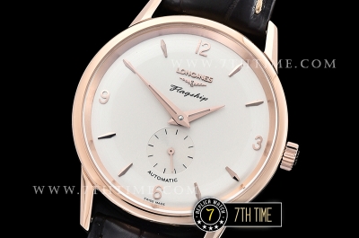 Longines Flagship Heritage 60th White Dial with Rose Gold Numerals & Stick Markers 18K Rose Gold Thick Plated Case