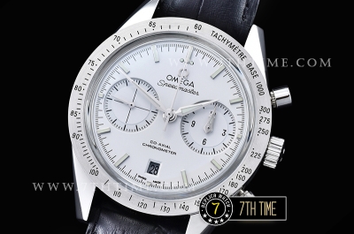Omega SpeedMaster '57 White Dial with SS Markers Black leather strap with deployant buckle
