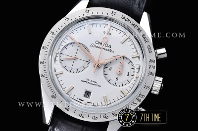 Omega SpeedMaster '57 White Dial with Rose Gold Markers Black leather strap with deployant buckle