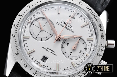 Omega SpeedMaster '57 White Dial with Rose Gold Markers Black leather strap with deployant buckle