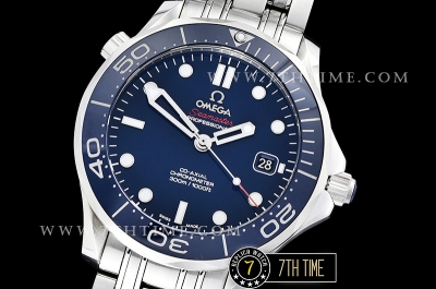 Seamaster Diver 300m Co-Axial  Blue Ceramic Bezel Blue Dial with Dot Markers Solid Stainless Steel 316F Bracelet