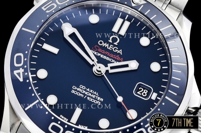 Seamaster Diver 300m Co-Axial  Blue Ceramic Bezel Blue Dial with Dot Markers Solid Stainless Steel 316F Bracelet