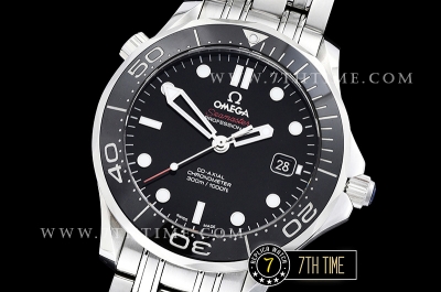 Seamaster Diver 300m Co-Axial  Black Ceramic Bezel Black Dial with Dot Markers Solid Stainless Steel 316F Bracelet