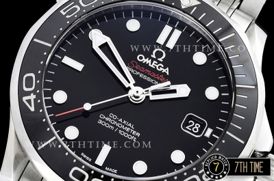 Seamaster Diver 300m Co-Axial  Black Ceramic Bezel Black Dial with Dot Markers Solid Stainless Steel 316F Bracelet