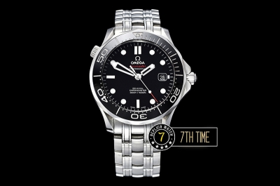 Seamaster Diver 300m Co-Axial  Black Ceramic Bezel Black Dial with Dot Markers Solid Stainless Steel 316F Bracelet