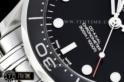Seamaster Diver 300m Co-Axial  Black Matte Surface Ceramic Bezel  Black Dial with Dot Markers Solid Stainless Steel 316F Bracelet