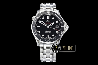 Seamaster Diver 300m Co-Axial  Black Matte Surface Ceramic Bezel  Black Dial with Dot Markers Solid Stainless Steel 316F Bracelet