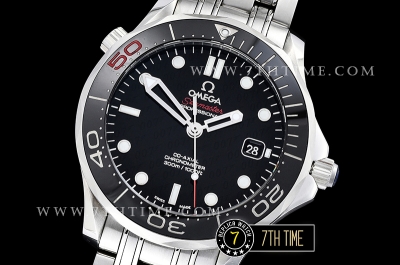 Seamaster Diver 300m James Bond 50th Black Ceramic Bezel with Red "50" Black Dial with Dot Markers & Special 007 Motif Solid Stainless Steel 316F Bracelet