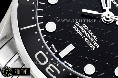 Seamaster Diver 300m James Bond 50th Black Ceramic Bezel with Red "50" Black Dial with Dot Markers & Special 007 Motif Solid Stainless Steel 316F Bracelet