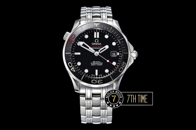 Seamaster Diver 300m James Bond 50th Black Ceramic Bezel with Red "50" Black Dial with Dot Markers & Special 007 Motif Solid Stainless Steel 316F Bracelet