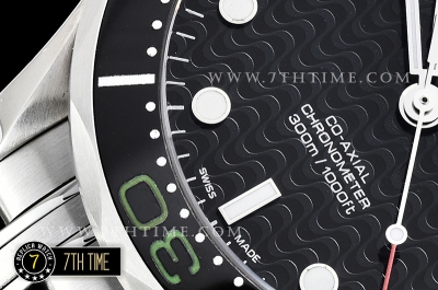 Seamaster Diver 300m Black Ceramic Bezel with Colored Numerals Black Dial with Dot Markers & Wavy Motif Solid Stainless Steel 316F Bracelet