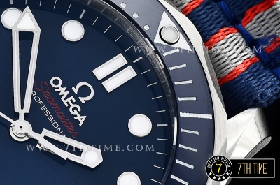 Seamaster Diver 300m Co-Axial Blue Ceramic Bezel Blue Dial with Dot Markers  Special Omega Commander Limited Edition Nylon Strap