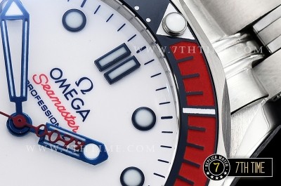 Seamaster Commander 007 Ceramic Bezel White Commander Series Dial with Blue Hands & 007 Insignia Seconds Hand Solid Stainless Steel 316F with Deployant Bracelet